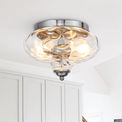 Hammered Glass Bowl Ceiling Light in Chrome