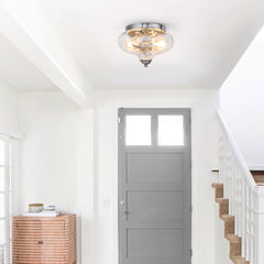 Hammered Glass Bowl Ceiling Light in Chrome