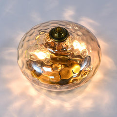 Hammered Glass Bowl Ceiling Light in Gold