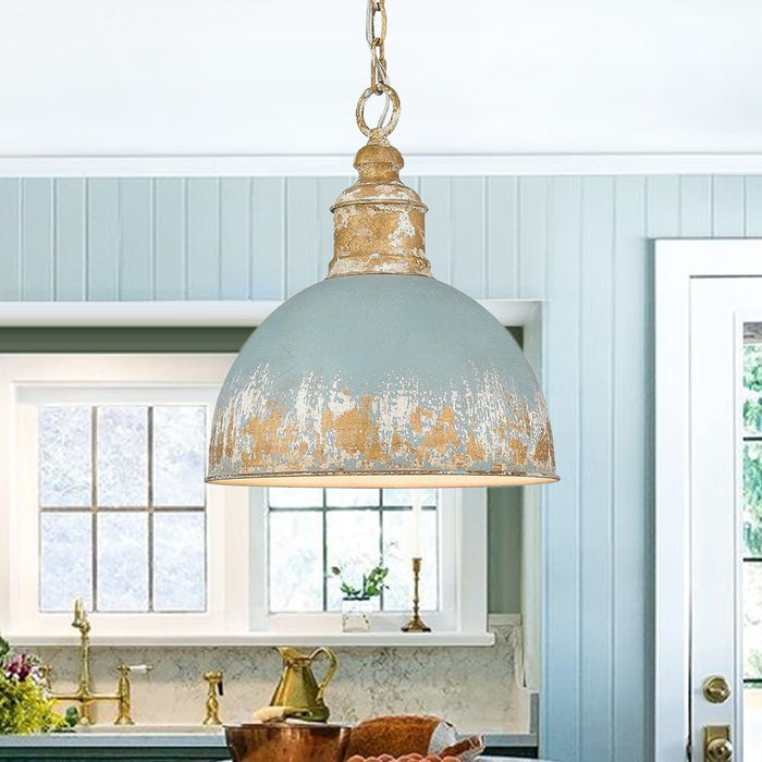 Handcrafted Blue Dome Pendant Lighting