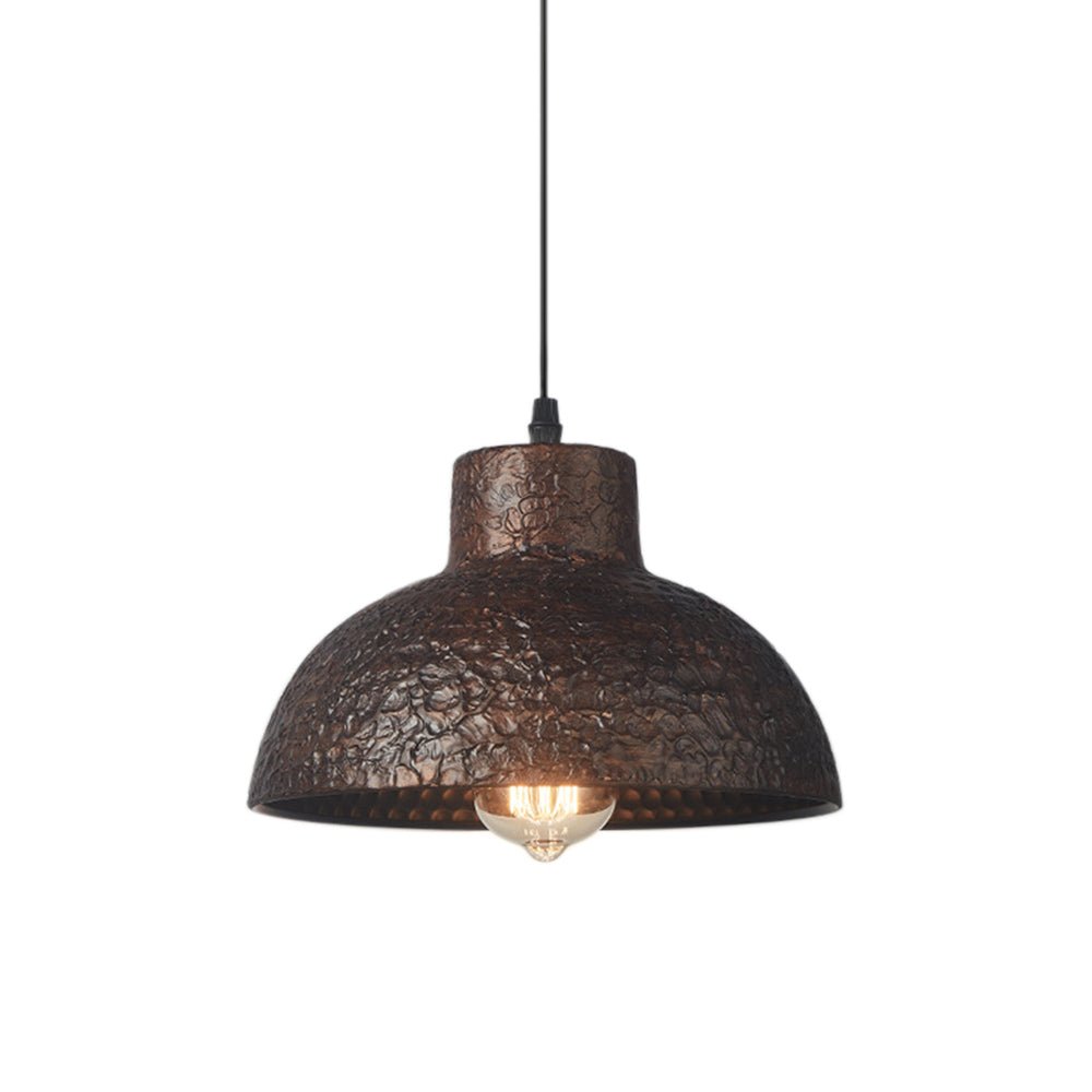 Handmade Textured Painted Industrial Dome Pendant Light