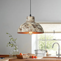 Handmade Textured Painted Industrial Dome Pendant Light