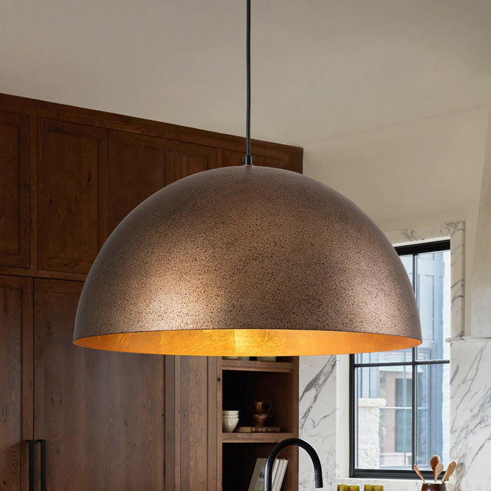 Industrial Antique Brass Metal Dome Pendant Light
