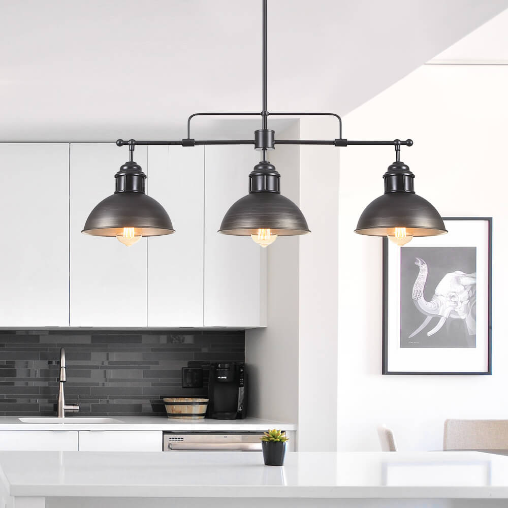 Industrial Kitchen 3-Light Bar Dome Pendant Light
