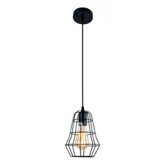 Industrial Vintage 1-Light Black Cage Single Pendant Light