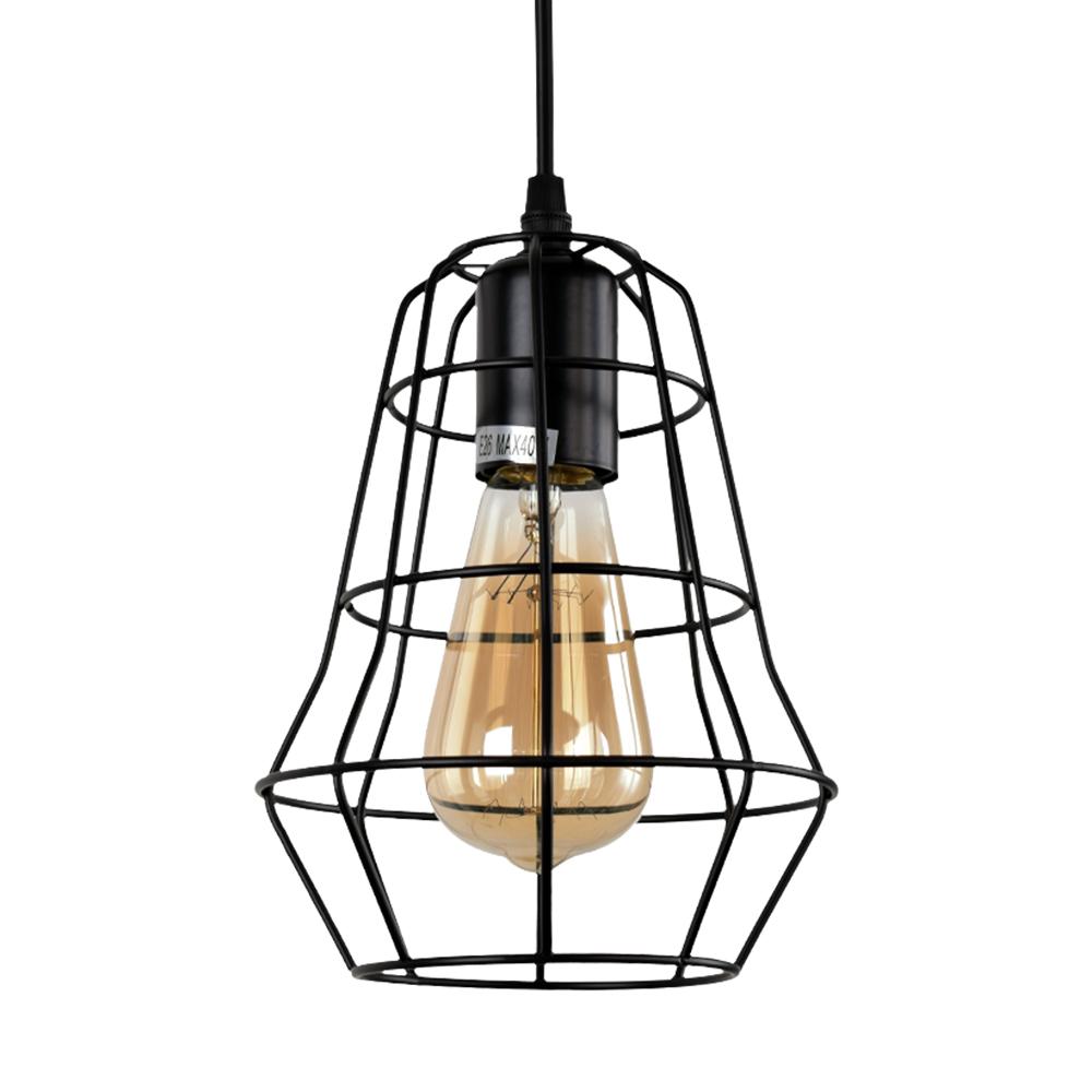 Industrial Vintage 1-Light Black Cage Single Pendant Light