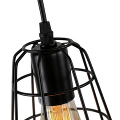 Industrial Vintage 1-Light Black Cage Single Pendant Light