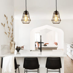 Industrial Vintage 1-Light Black Cage Single Pendant Light