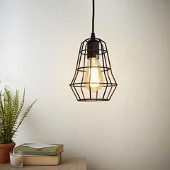 Industrial Vintage 1-Light Black Cage Single Pendant Light