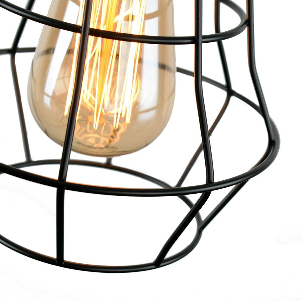 Industrial Vintage 1-Light Black Cage Single Pendant Light