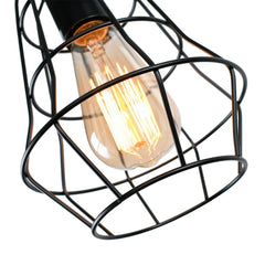 Industrial Vintage 1-Light Black Cage Single Pendant Light