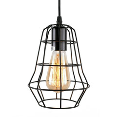 Industrial Vintage 1-Light Black Cage Single Pendant Light
