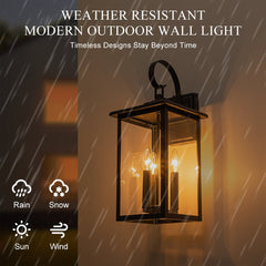 IP23 Clear Glass Lantern Outdoor Wall Sconce