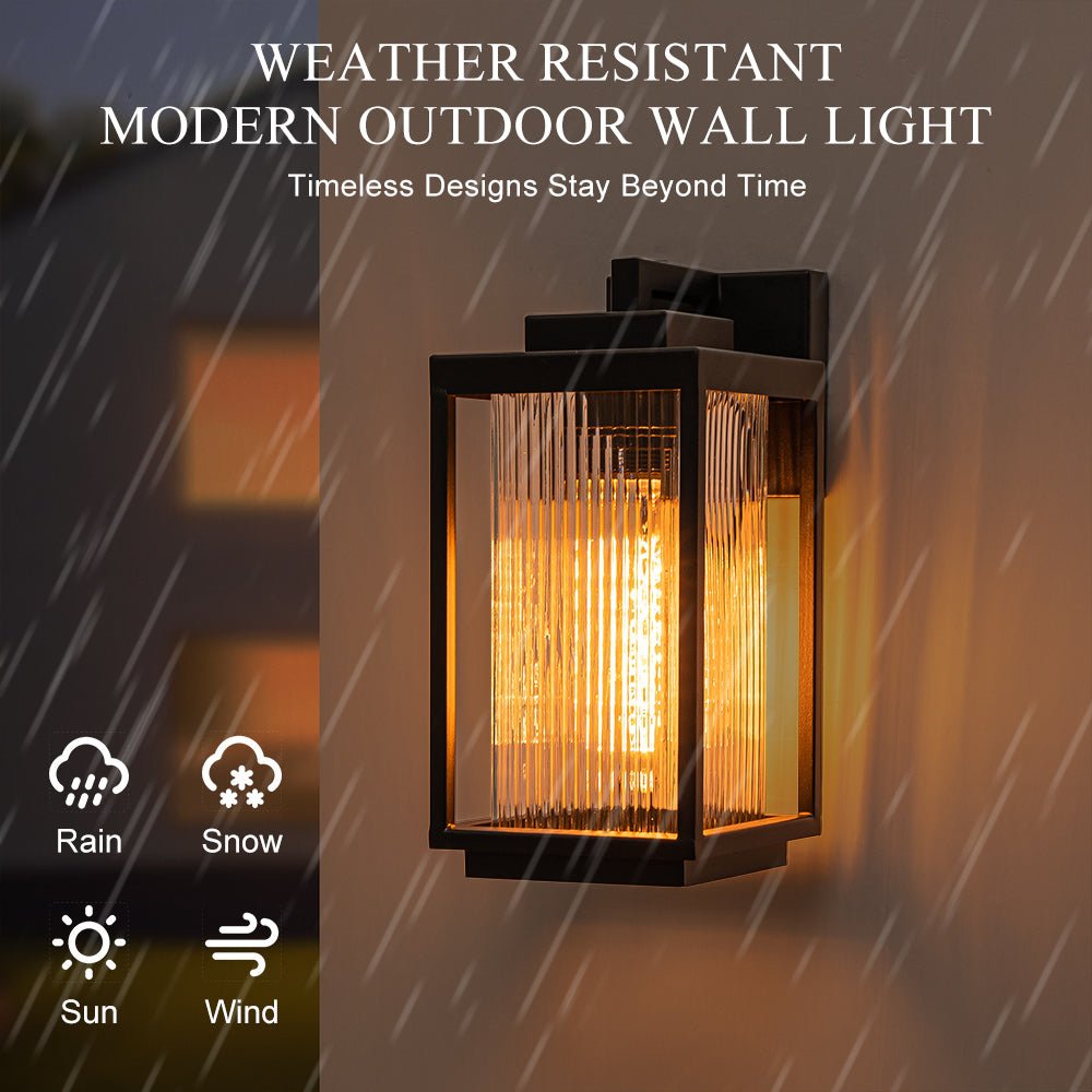 IP23 Striped Glass Lantern Outdoor Wall Sconce