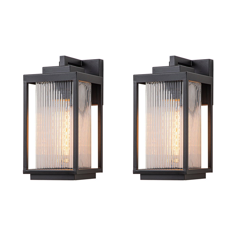 IP23 Striped Glass Lantern Outdoor Wall Sconce