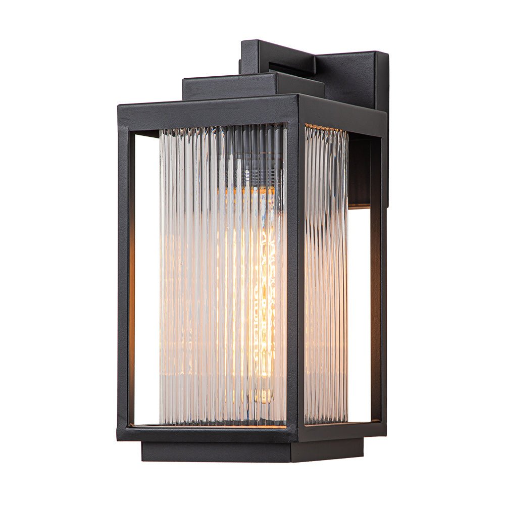 IP23 Striped Glass Lantern Outdoor Wall Sconce