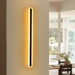 Black Metal and Acrylic Linear Bar Wall Light, 100cm Integrated LED Strip, Recessed Diffuser, Set of 2, Bathroom & Outdoor