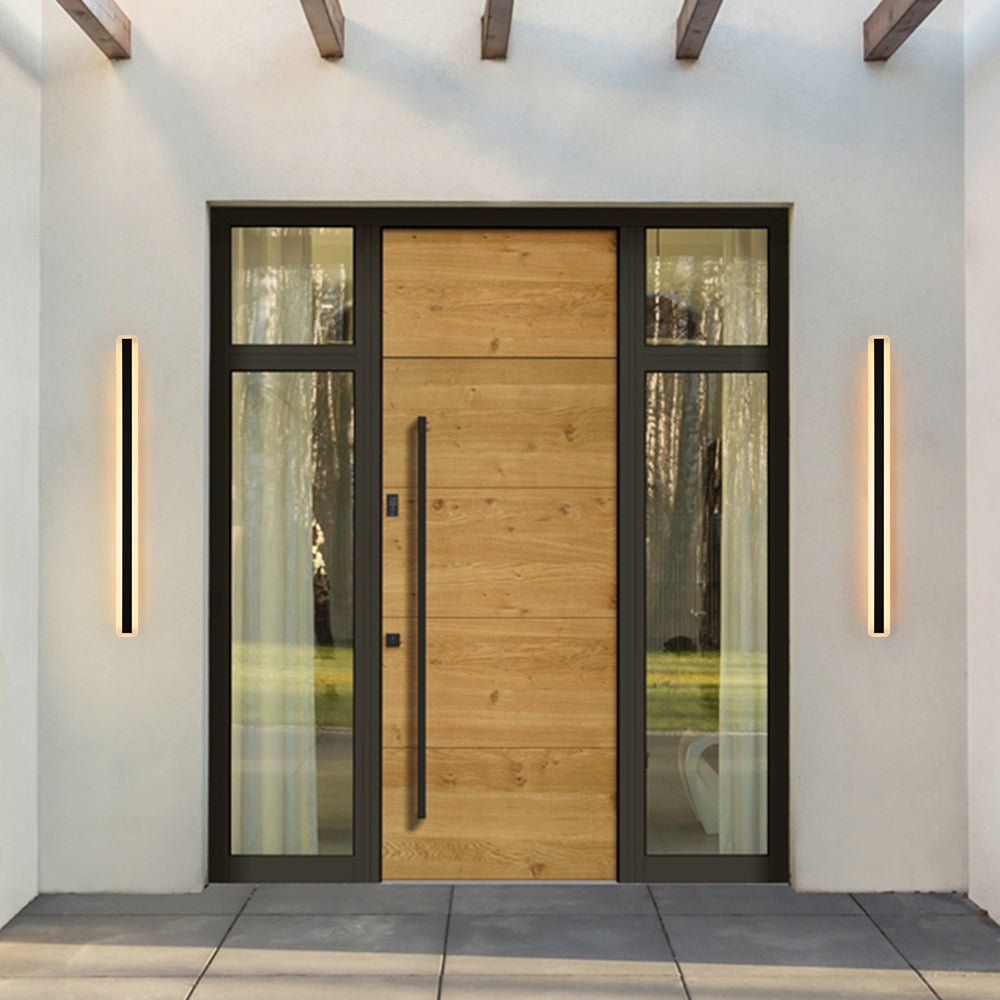 Black Metal and Acrylic Linear Bar Wall Light, 60cm Integrated LED Strip, Recessed Diffuser, Set of 2, Bathroom & Outdoor