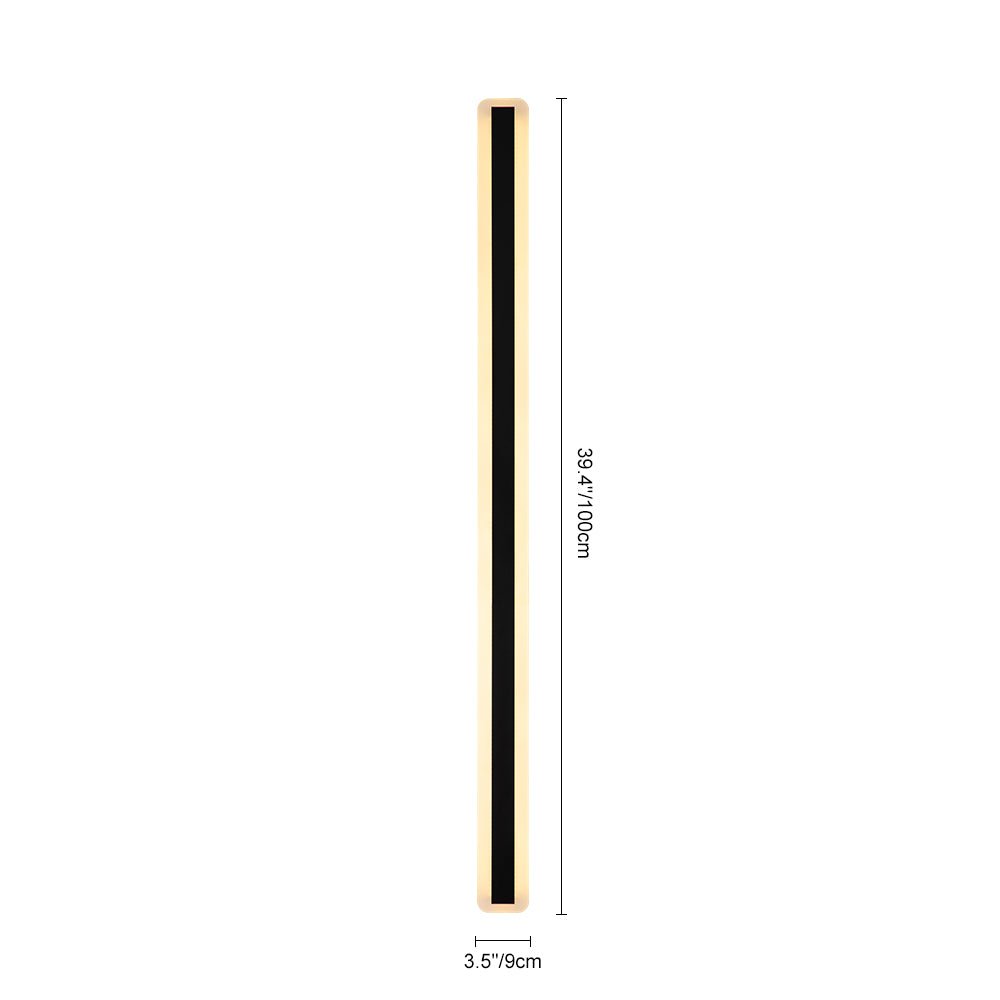 Black Metal and Acrylic Linear Bar Wall Light, 100cm Integrated LED Strip, Recessed Diffuser, Set of 2, Bathroom & Outdoor