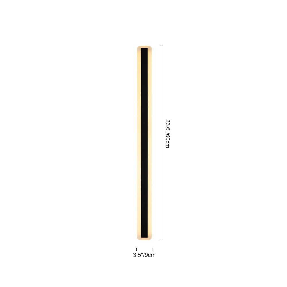 Black Metal and Acrylic Linear Bar Wall Light, 100cm Integrated LED Strip, Recessed Diffuser, Set of 2, Bathroom & Outdoor
