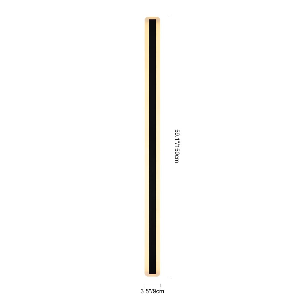 Black Metal and Acrylic Linear Bar Wall Light, 100cm Integrated LED Strip, Recessed Diffuser, Set of 2, Bathroom & Outdoor