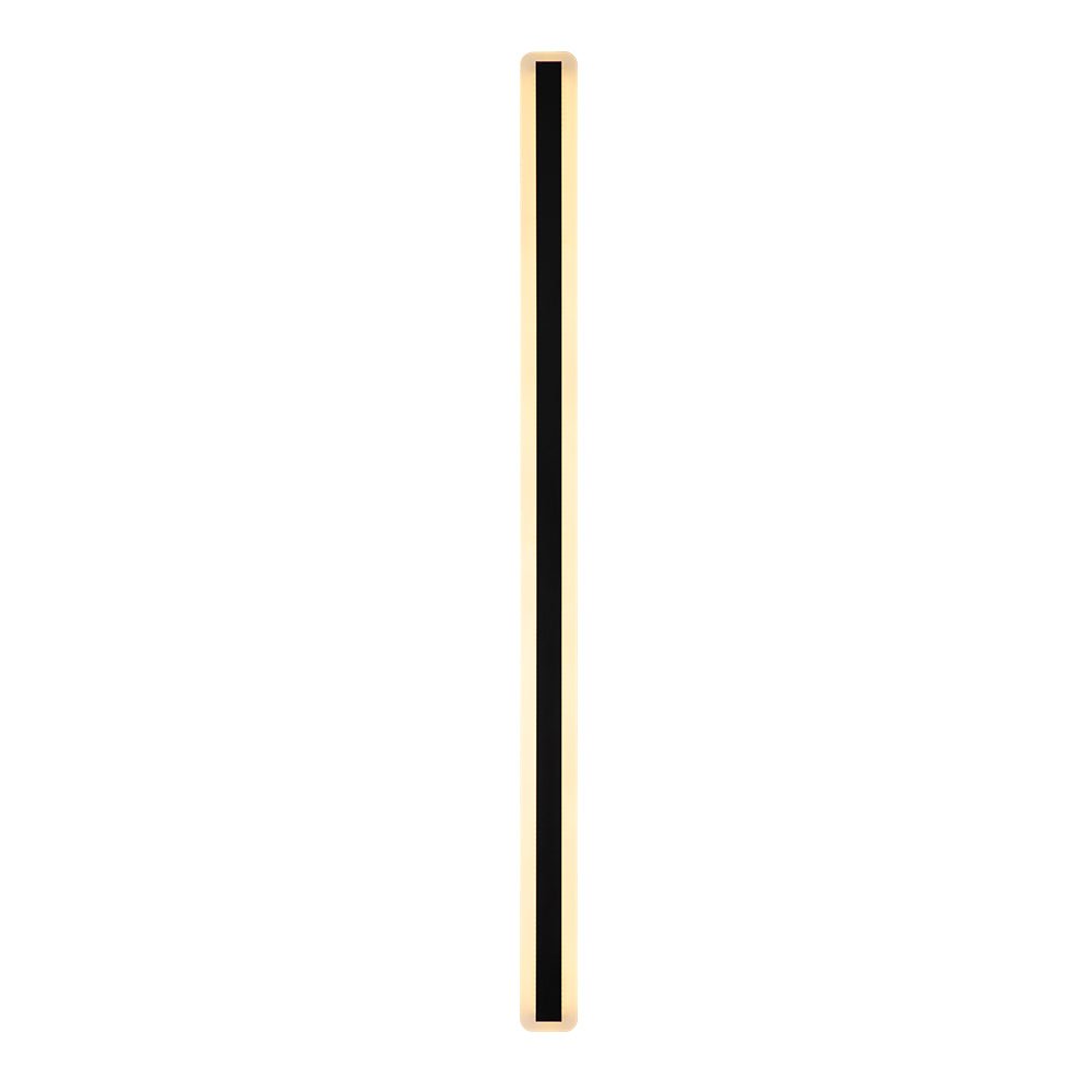 Black Metal and Acrylic Linear Bar Wall Light, 100cm Integrated LED Strip, Recessed Diffuser, Set of 2, Bathroom & Outdoor
