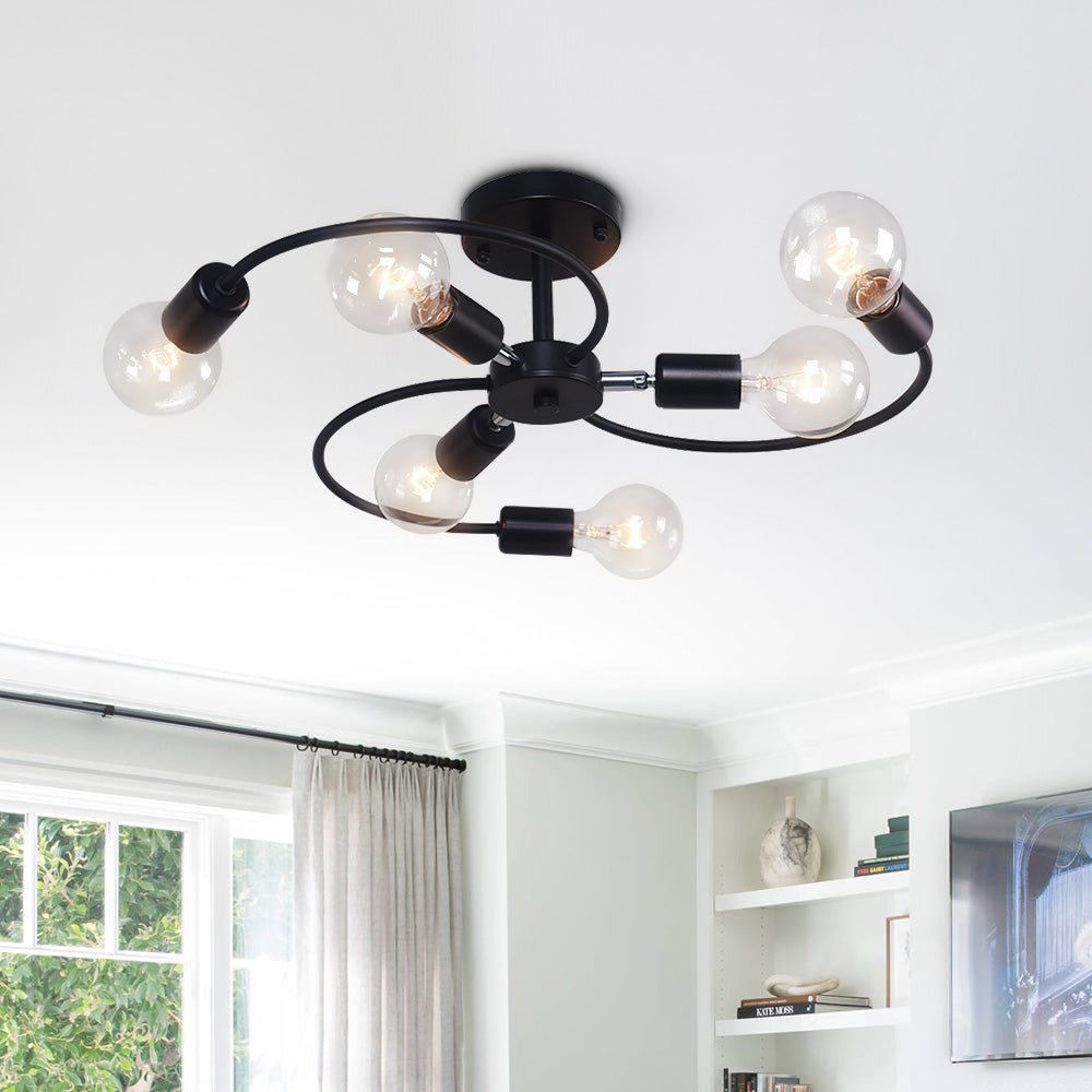 Mid-Century 6-Light Sputnik Adjustable Semi Flush Mount