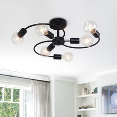 Mid-Century 6-Light Sputnik Adjustable Semi Flush Mount