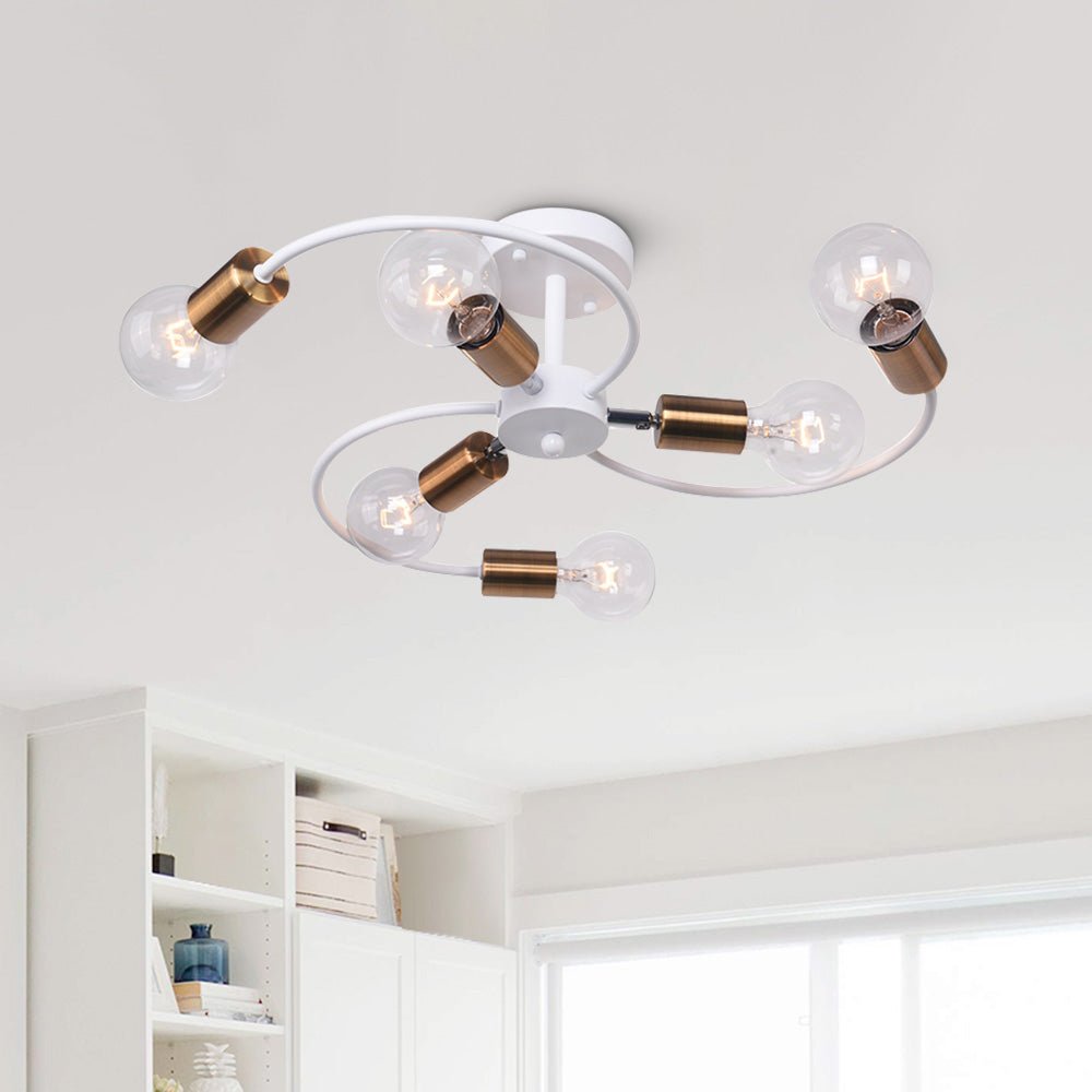 Mid-Century 6-Light Sputnik Adjustable Semi Flush Mount
