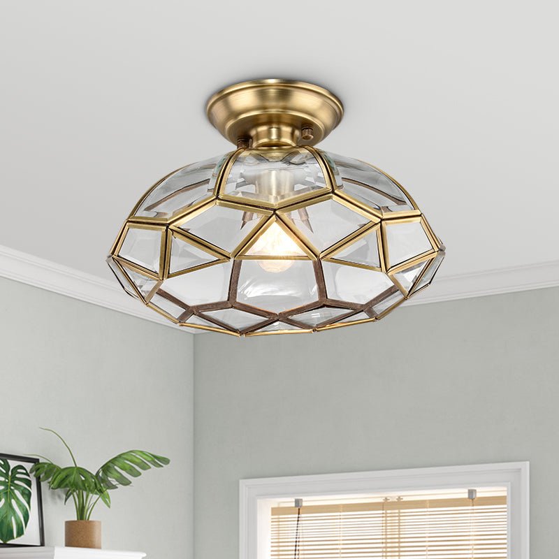 Lantern Geometric Panel Semi Flush Mount