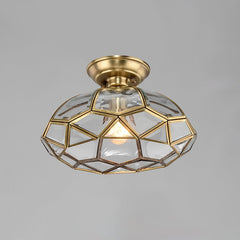 Lantern Geometric Panel Semi Flush Mount