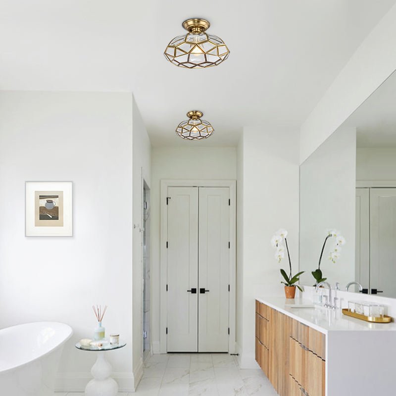 Lantern Geometric Panel Semi Flush Mount
