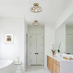Lantern Geometric Panel Semi Flush Mount