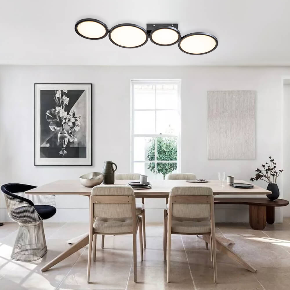 LED Flush Mount Light with Four Circular Rings in Warm White