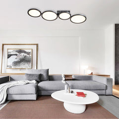 LED Flush Mount Light with Four Circular Rings in Warm White