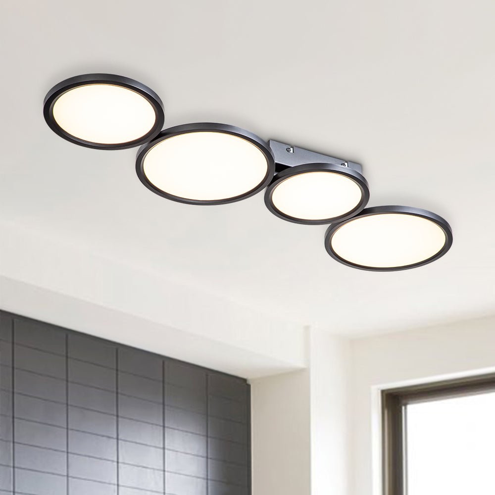 LED Flush Mount Light with Four Circular Rings in Warm White