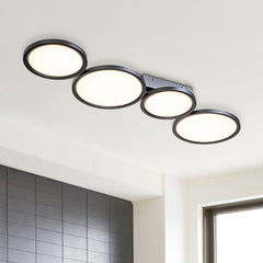LED Flush Mount Light with Four Circular Rings in Warm White