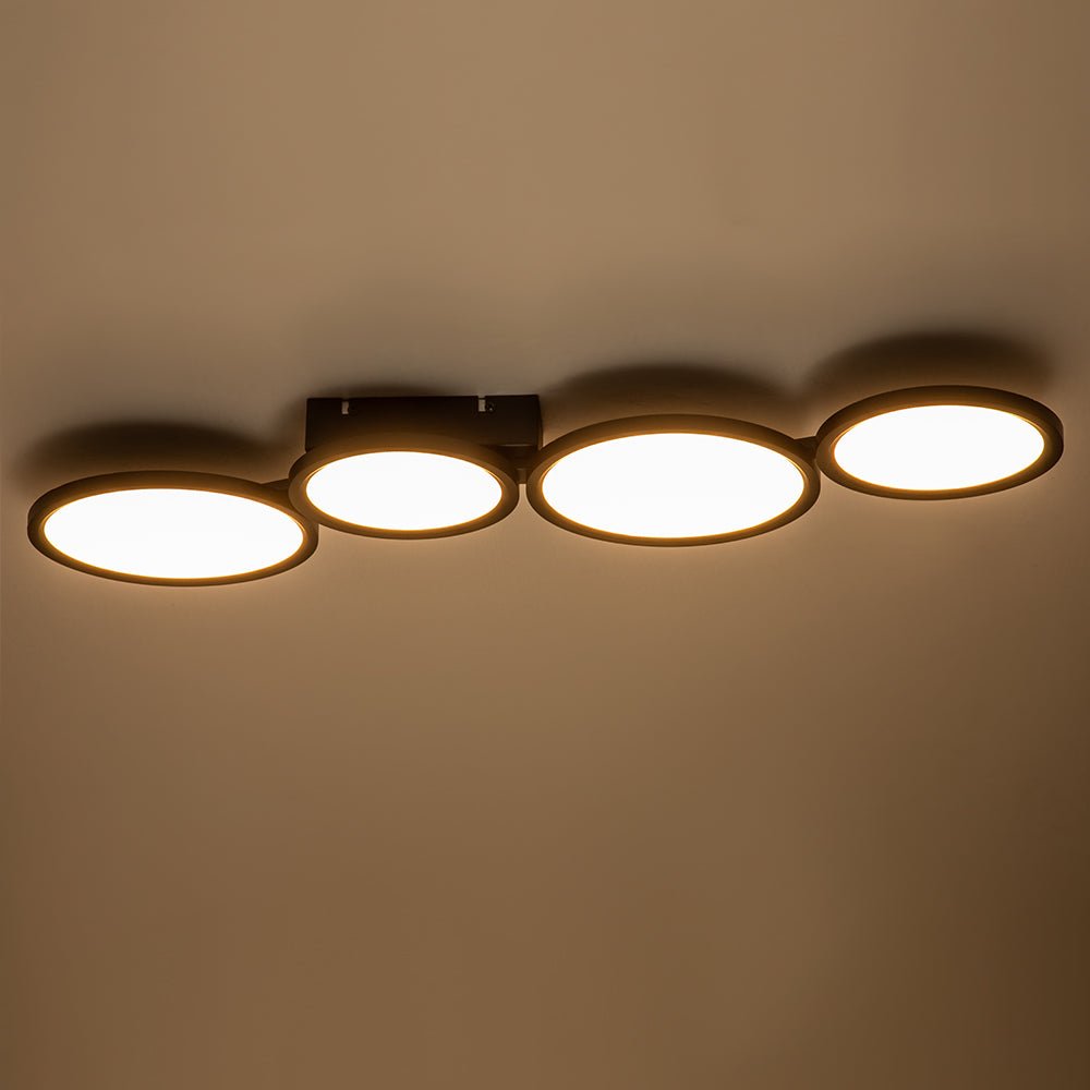 LED Flush Mount Light with Four Circular Rings in Warm White