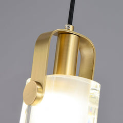 Linear Crystal Pendant Light in Gold