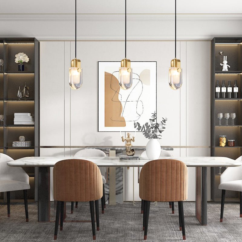 Linear Crystal Pendant Light in Gold
