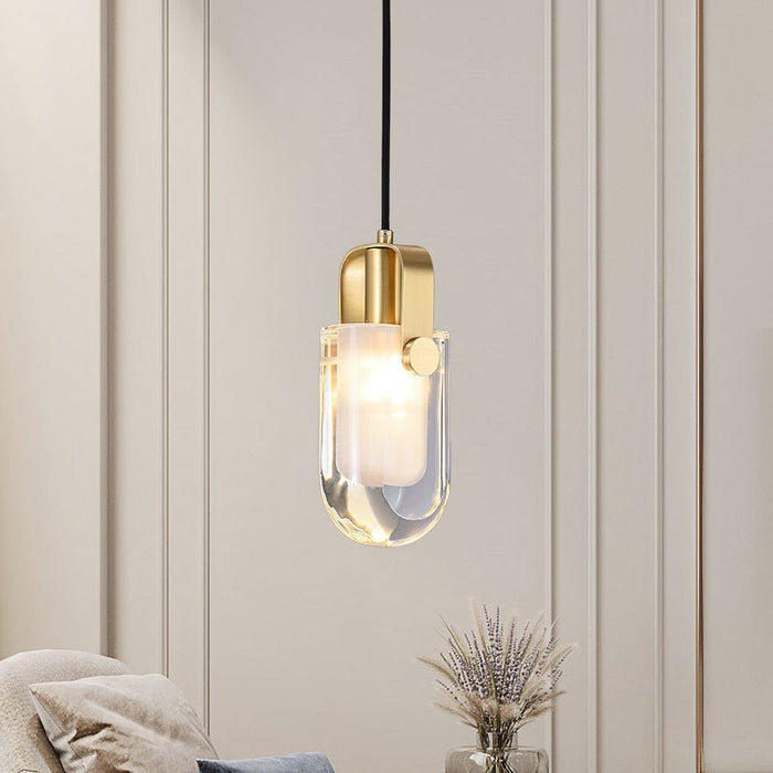 Linear Crystal Pendant Light in Gold