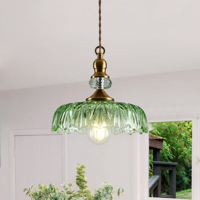 Lotus Dome Glass Flower Design Pendant Light