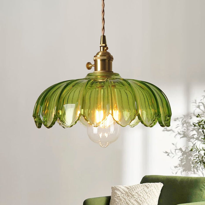 Lotus Dome Glass Flower Pendant Light