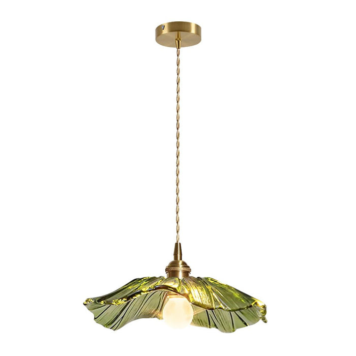 Retro Farmhouse Lotus Flower Design Glass Pendant Light
