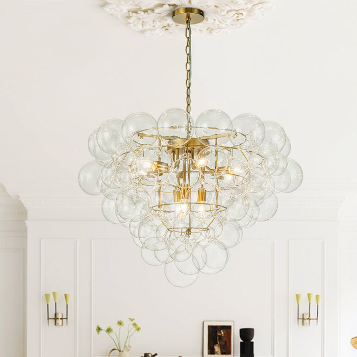 Luxury Cluster Grape Clear Glass Bubble Chandelier