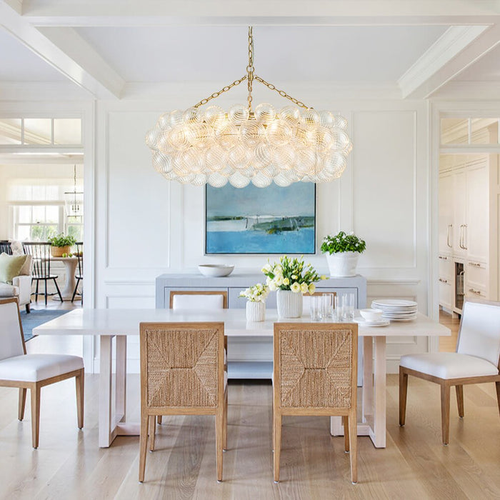 Luxury Large Cluster Cloud Bubble Chandelier Ribbed Glass Brass Hanging Light