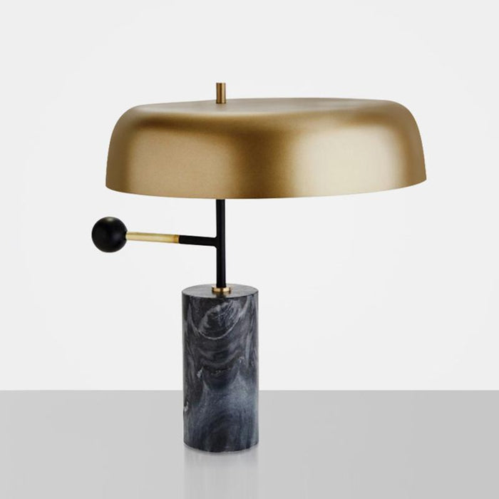 Marble Grey Table Lamp with Brass Shade