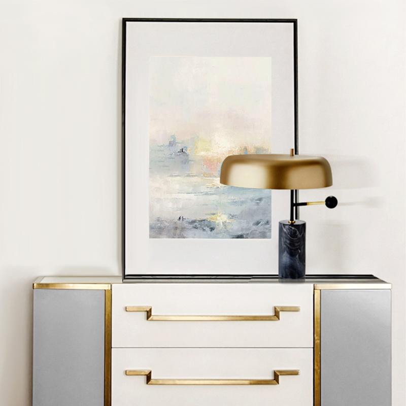 Marble Grey Table Lamp with Brass Shade