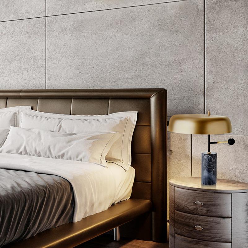 Marble Grey Table Lamp with Brass Shade