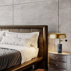 Marble Grey Table Lamp with Brass Shade